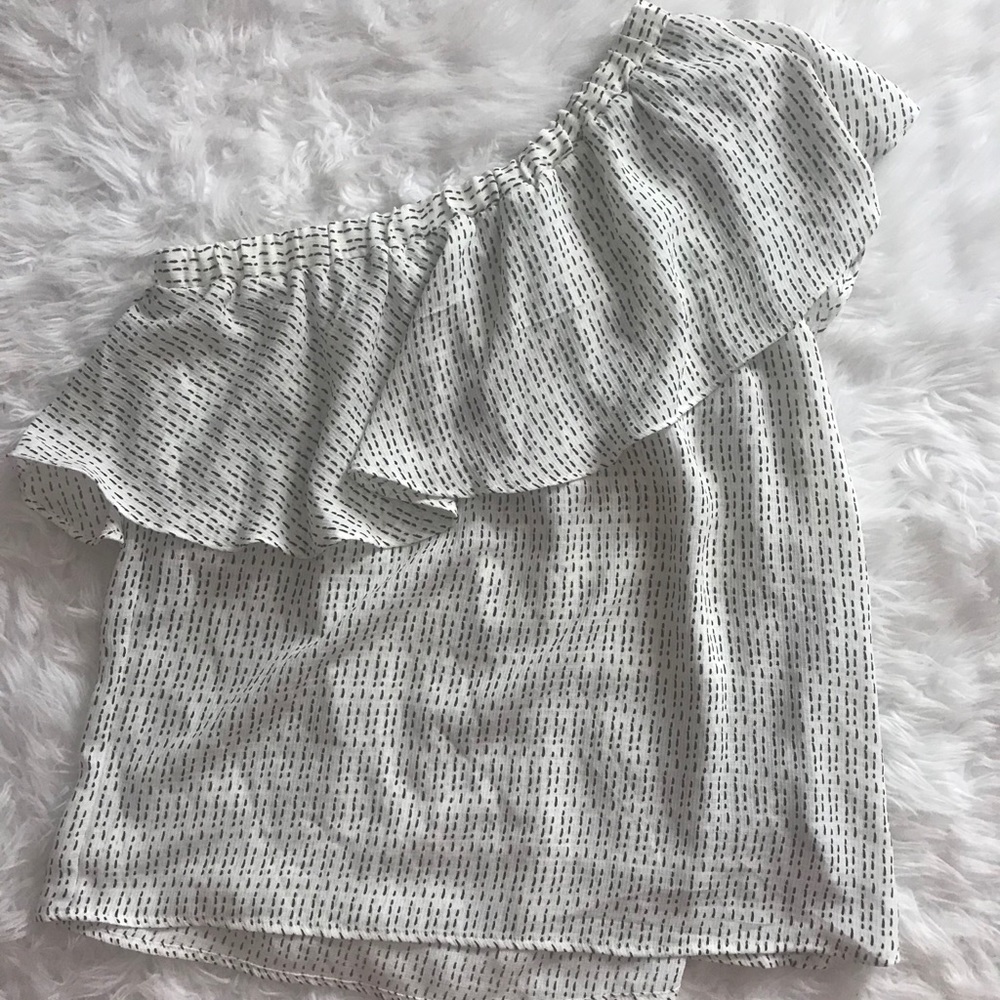 Black and white, one shoulder top